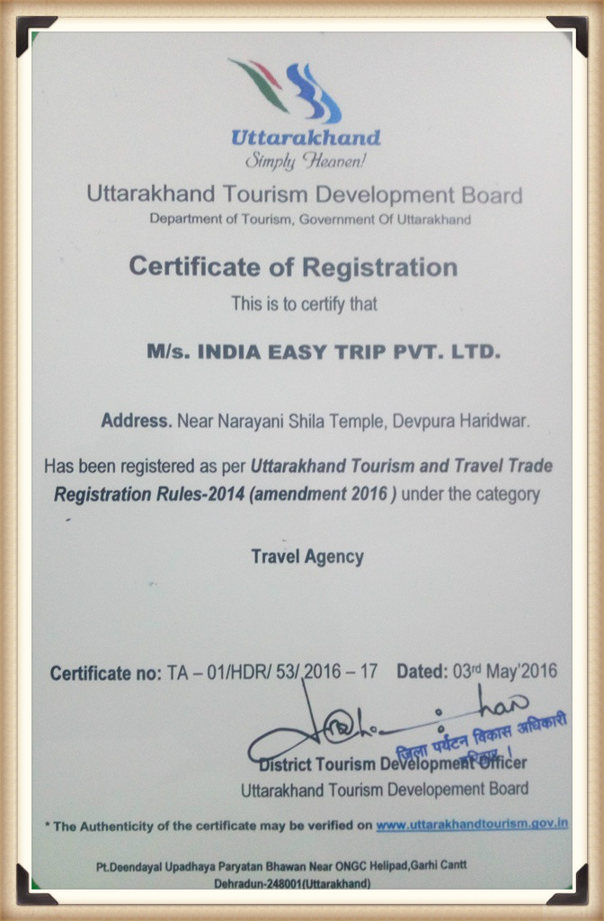 India Easy Trip Uttarakhand Tourism Approval